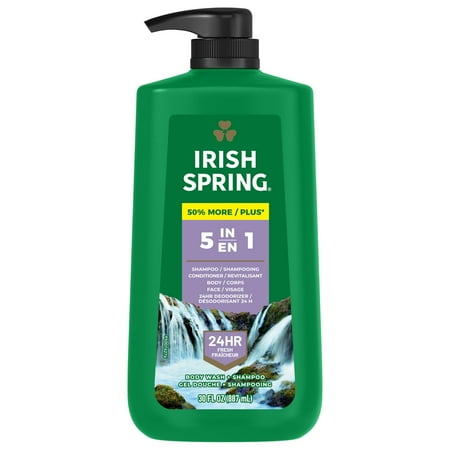 Irish Spring Original Clean Body Wash for Men 5-in-1, 887 mL PumpÃ¢â‚¬â€œRefreshing Shower Gel with Long-Lasting Freshness, Moisturizing Formula, Paraben-Free & Eco-Friendly Ingredients