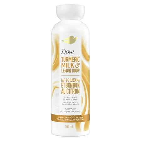 Dove Plant Milk Collection Body Wash, Sulfate Free & Paraben Free, Turmeric Milk & Lemon Drop, 517 mL