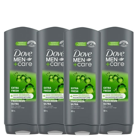 Dove Men + Care Body and Face Wash for hydrated skin Extra Fresh Shower Gel with Micro Moisture technology 532 ml pack of 4